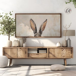 Frame TV Art Easter Bunny Ears, Bunny Ears Frame TV Art, Oil on Canvas Easter Bunny Art for TV Digital Download, Bunny Ears Art, Frame Tv image 3