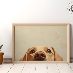 Yellow Lab Peeking Wall Art, Cute Dog Wall Art, Minimalist Pet Portrait, Whimsical Animal Print, Yellow Lab Print, Dog Nursery Art, Lab Art