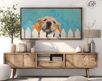 Frame TV Golden Retriever Painting: Whimsical Dog Portrait (Digital Download)