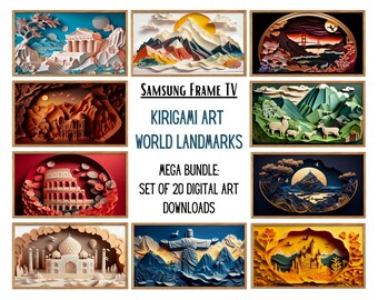 Frame TV Kirigami World Landmarks Bundle, Wonders of the World Art, Kirigami TV Art, Frame Tv Digital Download, Samsung Frame TV Screensaver