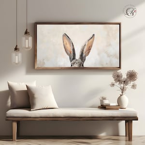 Frame TV Art Easter Bunny Ears, Bunny Ears Frame TV Art, Oil on Canvas Easter Bunny Art for TV Digital Download, Bunny Ears Art, Frame Tv image 7