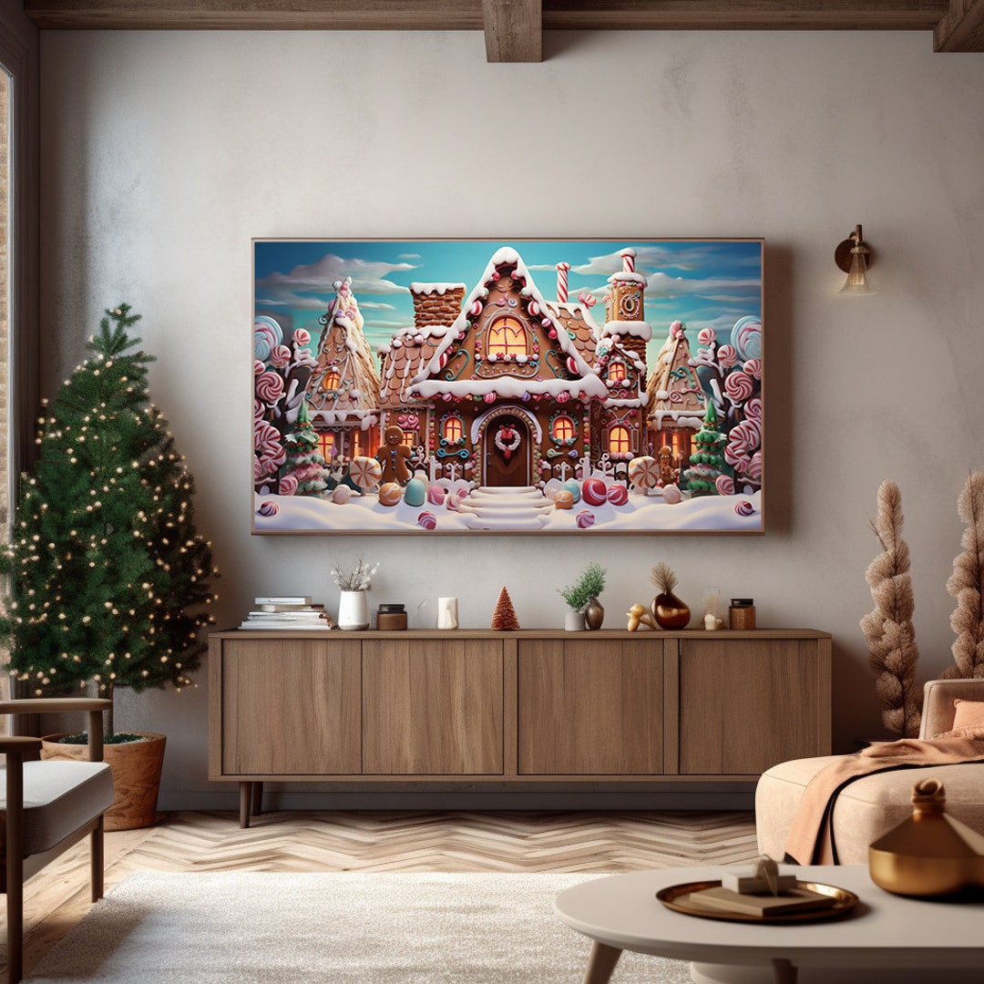Goingerbread Frame Gingerbread House Christmas Frame TV Art (digital Download) - Etsy