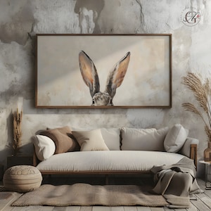 Frame TV Art Easter Bunny Ears, Bunny Ears Frame TV Art, Oil on Canvas Easter Bunny Art for TV Digital Download, Bunny Ears Art, Frame Tv image 9