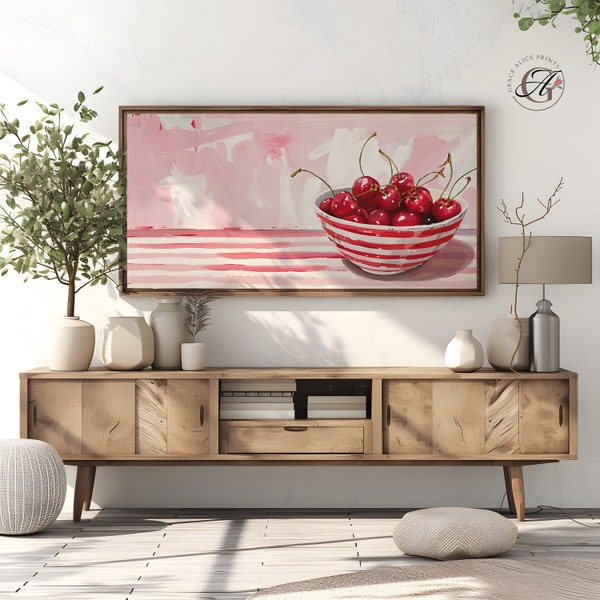 Frame TV Bowl Watercolor Cherries Still Life, Still Life Digital Download Tv Art, Summer Tv Art, Fruit Art, Cherries Tv Art, Watercolor Art
