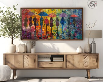 Frame TV Art: Abstract Rain, Colorful Silhouettes (Digital Download)