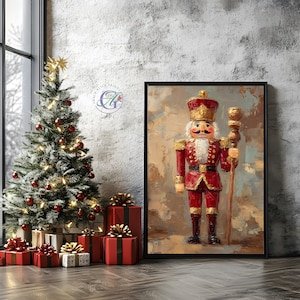 Nutcracker Christmas Art Print, Festive Holiday Wall Decor, Nutcracker Print, Classic Christmas Decoration Art Print, Vintage Holiday Print