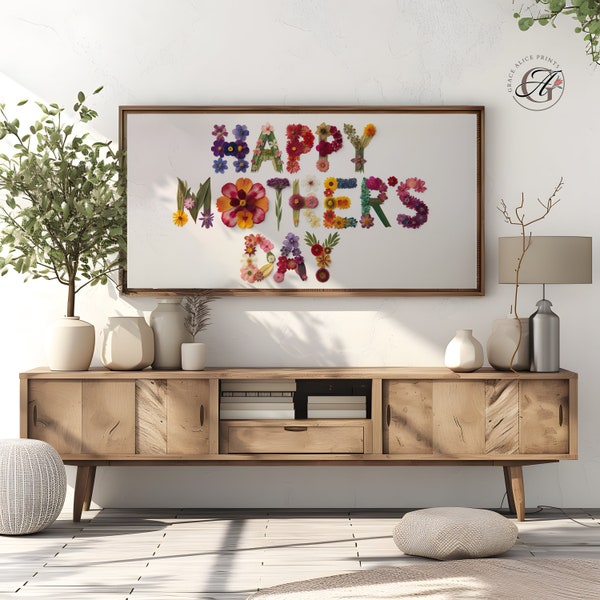 Frame TV Happy Mother's Day, Mother's Day TV Art, Pressed Flowers Digital Download, Flowers Tv Art, Mother's Day Art, Mother's Day Art Gift
