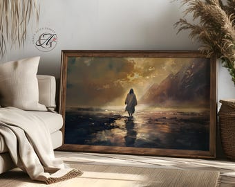 Jesus Walking on Water Art: Religious Wall Art (Digital Download)