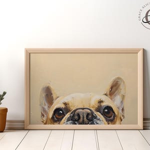 French Bulldog Peeking Print: Minimalist Dog Portrait (Digital Download)
