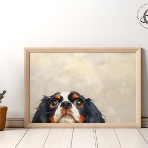 King Charles Spaniel Peeking Wall Art, Cute Dog Wall Art, Minimalist Pet Portrait, Whimsical Animal Print, King Charles Spaniel Print