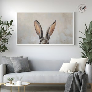 Frame TV Art Easter Bunny Ears, Bunny Ears Frame TV Art, Oil on Canvas Easter Bunny Art for TV Digital Download, Bunny Ears Art, Frame Tv image 5