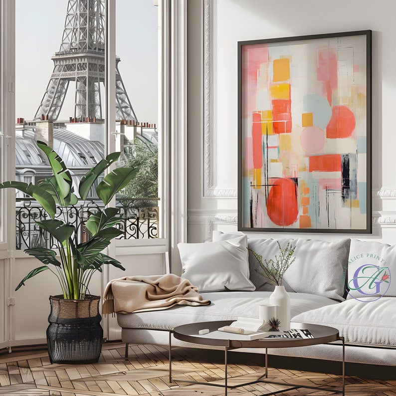 Pastel Boho Abstract Wall Art Print, Modern Boho Wall Art Poster