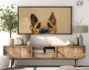 German Shepherd Art for Frame TV: Oil Painting Digital Download