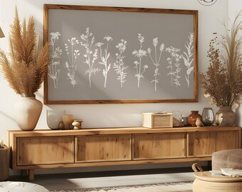 White Wildflower Botanical Frame TV Art (Digital Download)