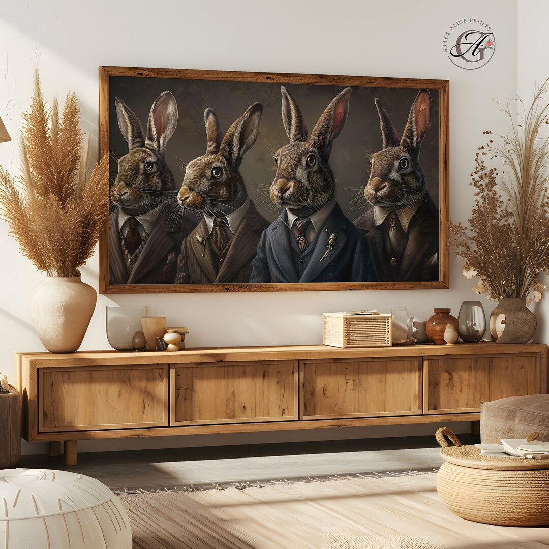 Storefront Frame Rabbit Rabbits in Suits Frame TV Art: Vintage Easter Bunnies (digital Download ...