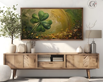 Four Leaf Clover Frame TV Art: St. Patrick's Day Decor (Digital Download)