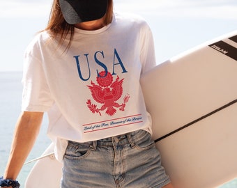 USA Vintage Eagle-skjorta, Land of the Free, Because of the Brave, Amerika-t-shirt, komfortfärger, 4 juli, fjärde juli-t-shirt, 1776-t-shirt