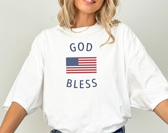God Bless America Shirt, USA Shirt, Rot, Weiß und Blau, Amerika T-Shirt, Comfort Colors® Frauen 4