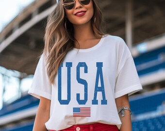 USA Vintage Flag Shirt, USA shirt, Red White and Blue, America Tee, Comfort Colors Women's 4th of July, Fourth of July T-Shirt, 1776 Tee