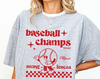 Camiseta de béisbol de los campeones de béisbol, camisetas de béisbol para mujeres, camisetas de béisbol para mujeres, camisas de juego de béisbol, camisas de mamá de béisbol, camisetas de béisbol