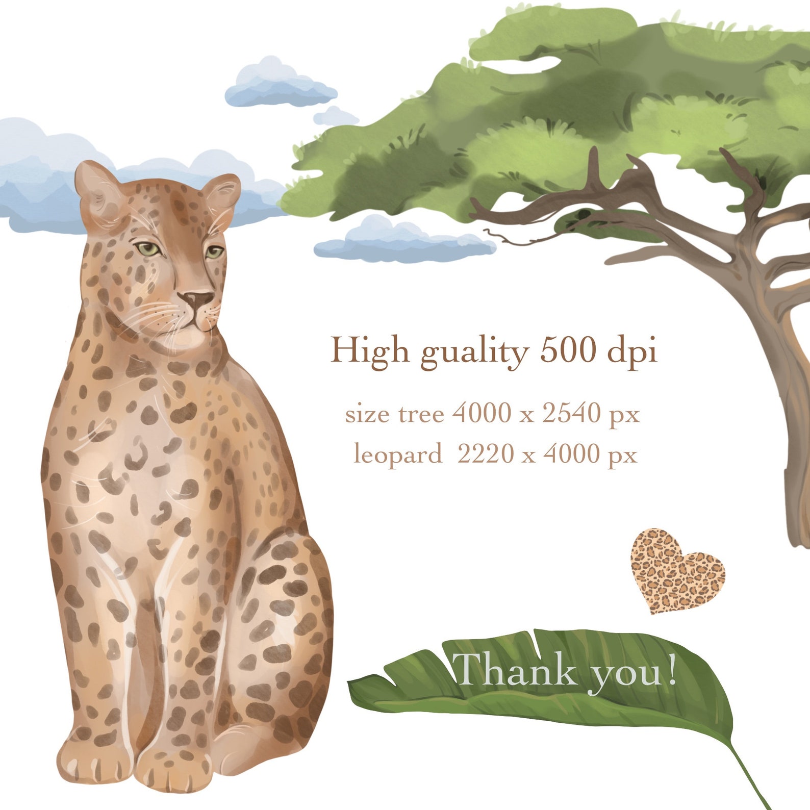 Safari Jungle Animals Clipart PNG: Tropical Nursery Decor (instant ...