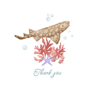 Watercolor Sharks Clipart: Marine Ocean PNG Graphics, Sea Life (Digital Download image 5