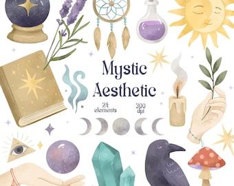 Magic Witchcraft Clipart, Celestial Eye, Occult PNG Graphics, Halloween Clipart, Mystical Illustrations (Digital Download)