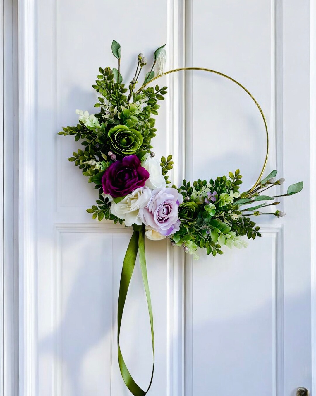 Modern Floral Hoop Wreath Summer Fall Wreath Year Round Hoop Wreath for ...