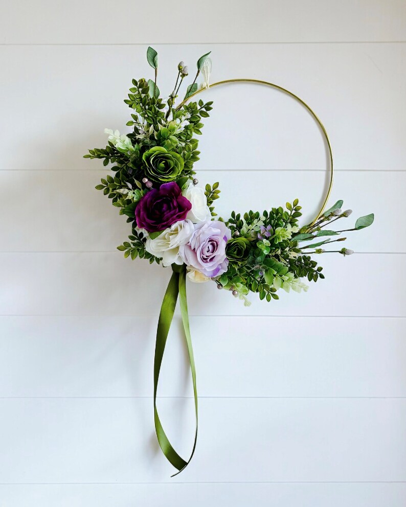 Modern Floral Hoop Wreath Summer Fall Wreath Year Round Hoop Wreath for ...