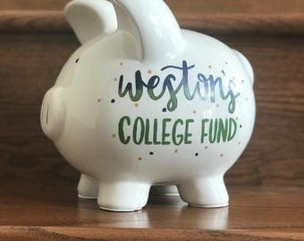 Handpainted Personalized Piggy Bank Design – Custom Nursery Decor