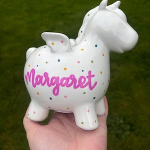 Unicorn, Personalized Piggy Bank - Handpainted Piggy Bank - Customized Unicorn Gift- Money Box for Children, Kids - Nursery Decor