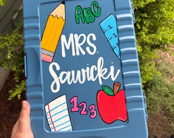 Handpainted Storage Clipboard: Personalized Teacher, Nurse, Coach, Teacher Appreciation Gift