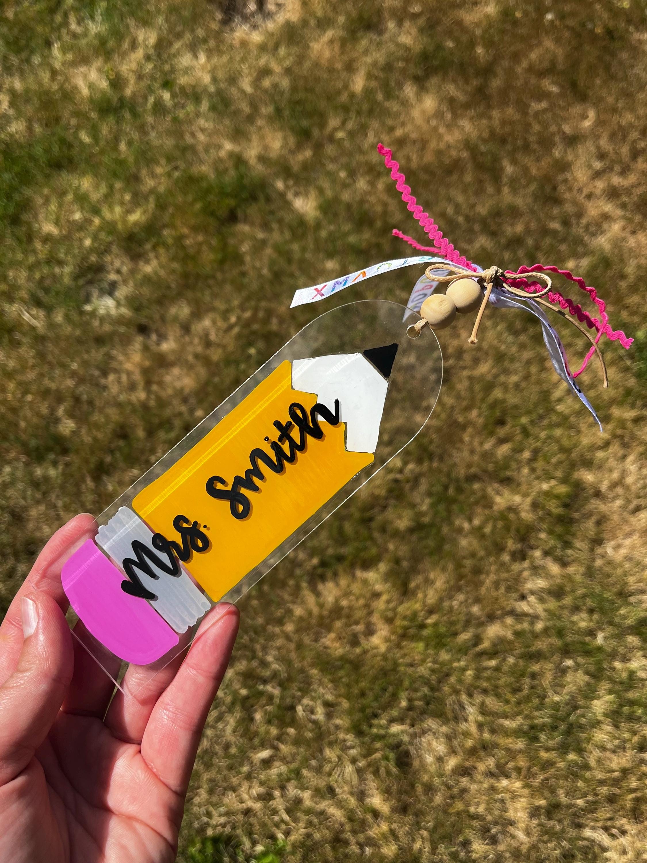 Custom Acrylic Bookmark - Personalized Bookmark - Cute Bookmark - Teacher Gift - Customized Gift - Handpainted - Pencil Bookmark