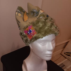 Wendemütze mit Pilzmuster – Fleece & Swirly Minky