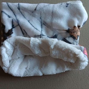 Vändbar Minky-fodrad fleece skidjacka/halsduk – Vit kamouflage/ Äkta trädmönster/ Minky-fodrad