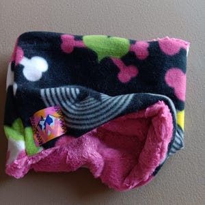 Vändbar Minky-fodrad fleece skidjacka/halsduk – Rosa dödskalle/ Y2k-mönster/ Minky-fodrad