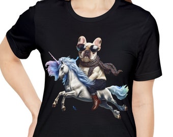French Bulldog Riding Unicorn Wearing Sunglasses Shirt / French Bulldog Shirt / Unicorn / French Bulldog Gifts / French Bulldog Gift