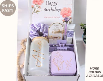 Birth Flower Gift box for her, Self Care package for women, Birth flower Jewelry case, Custom Birth flower gift for mom, Hygge gift box
