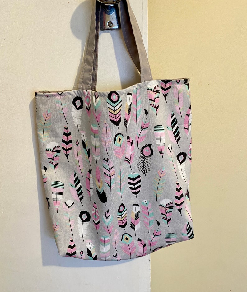 Feather Tote Bag Handmade 13x13in / 33x33cm and 5.5in / 14cm Strap ...