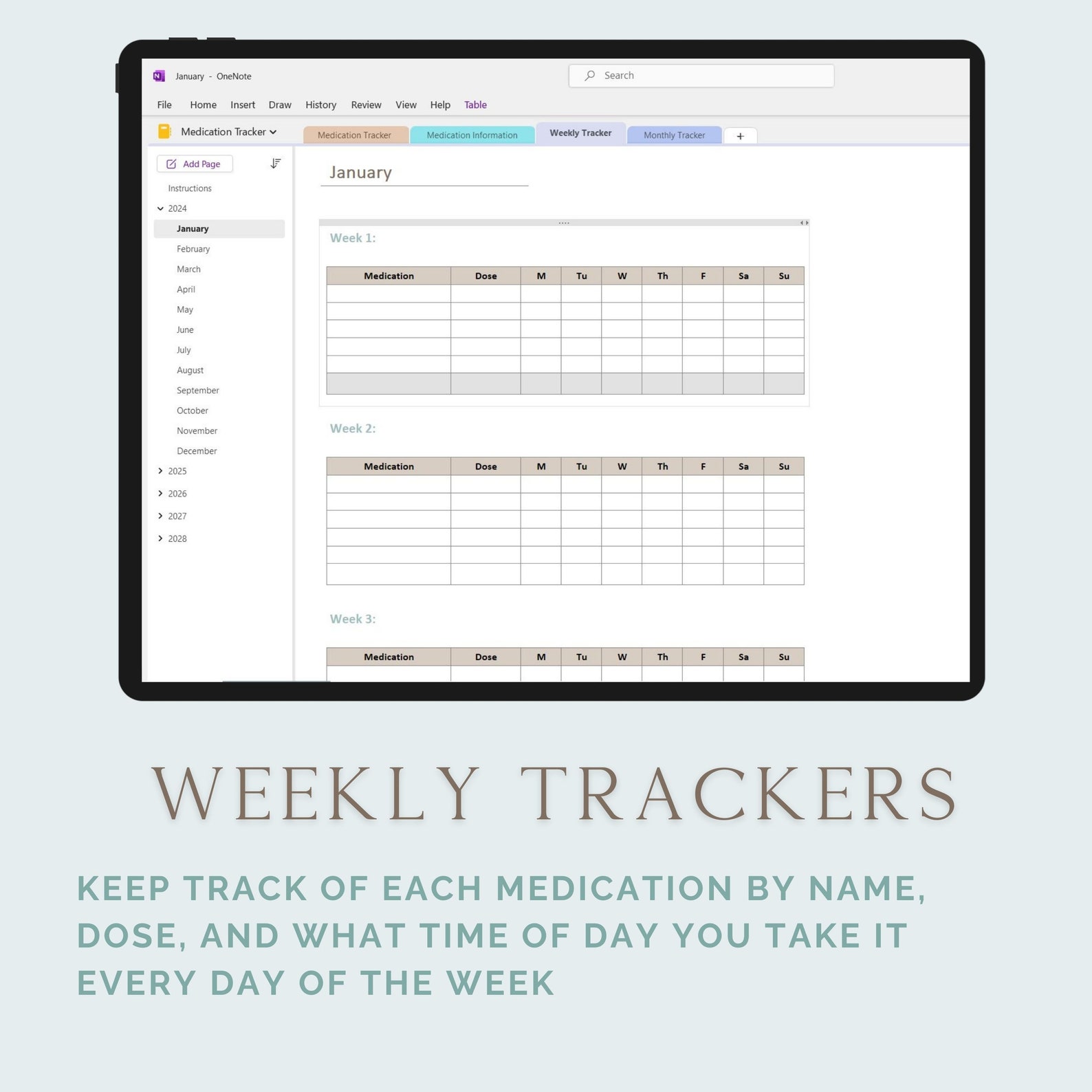 Leave Tracker Onenote Onenote Template Medicine Tracker, Medication Log, Medication List ...