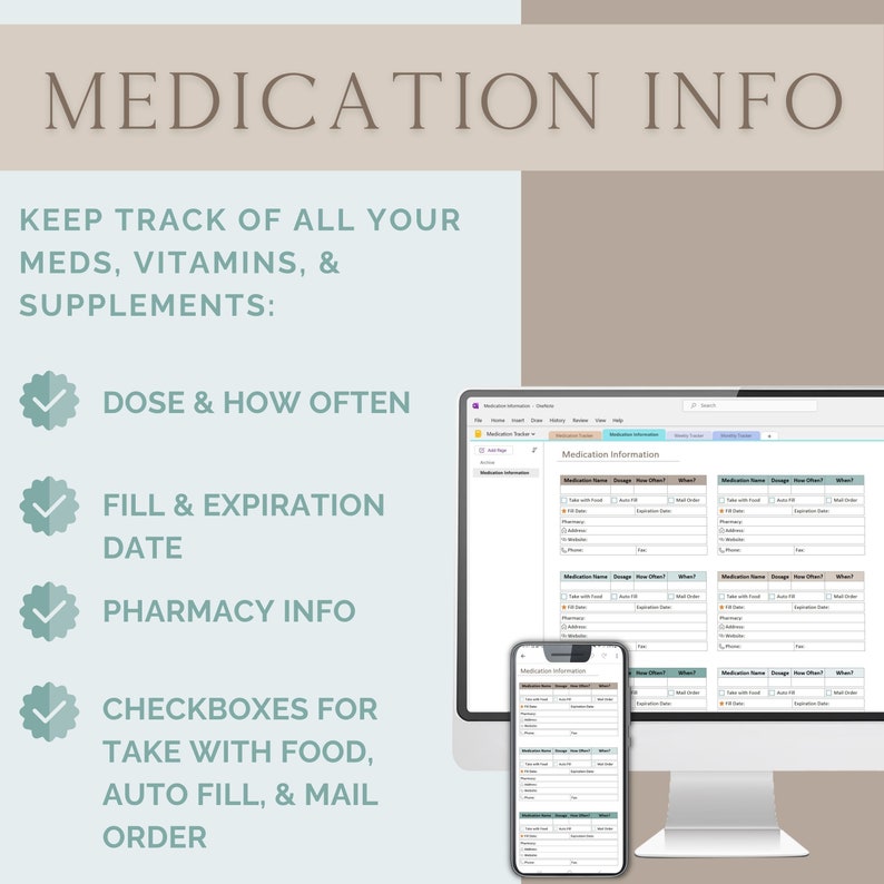 Onenote Template Medicine Tracker, Medication Log, Medication List ...