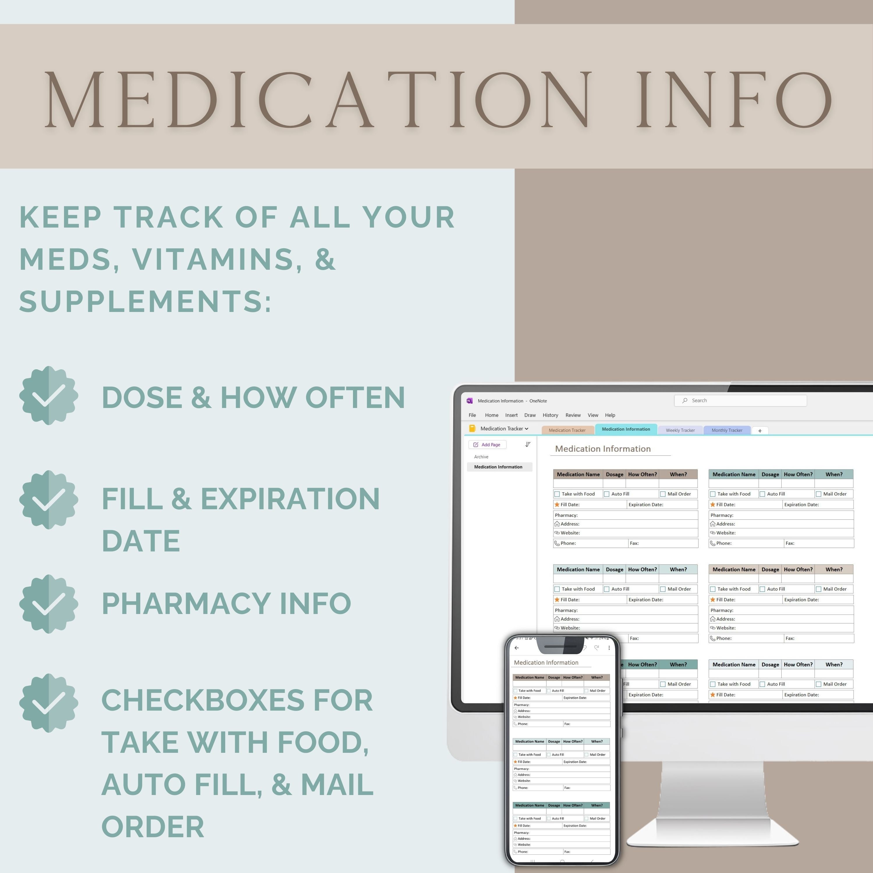 Onenote Template Medicine Tracker Medication Log Medication List Onenote Template Medicine Tracker Medication Log Medication List