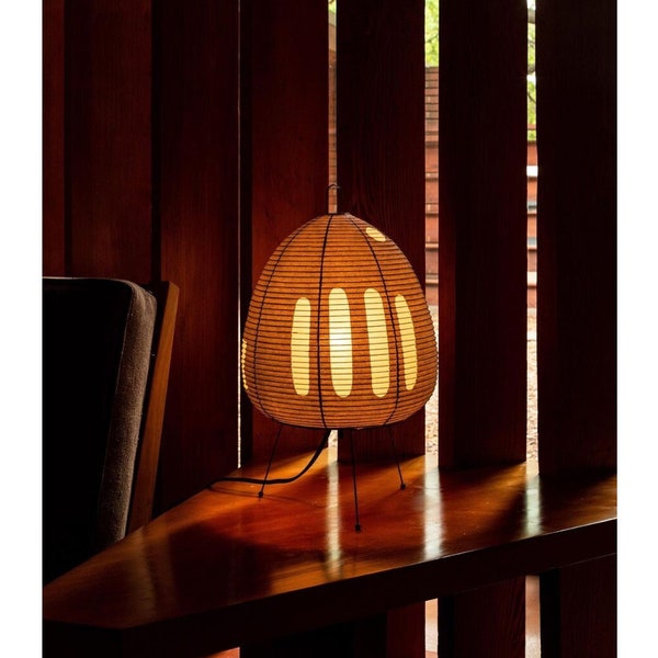 Lampe de table japonaise Akari | Lampe en papier minimaliste | Lampe de riz | Veilleuse de chevet unique | Lampe décorative | Décoration intérieure esthétique