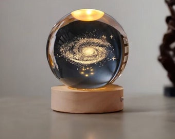 3D Planet Solar System Crystal Ball | Galaxy Globe | Astronomical Gift | Room Decor | Night Light | Colorful Light Lamp