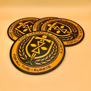 TVA Emblem Coaster - 3D Printed Time Authority Emblem Drink Coaster - Eco Friendly - Gift