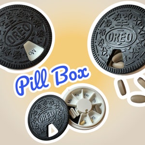 OREO Cookie - Inspired 7 Day Weekly Pill Organizer - Compact, Travel-Friendly Pill Box with Labeled Compartments, 3D Printed, Made in USA