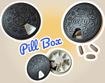 OREO Cookie - Inspired 7 Day Weekly Pill Organizer - Compact, Travel-Friendly Pill Box with Labeled Compartments, 3D Printed, Made in USA