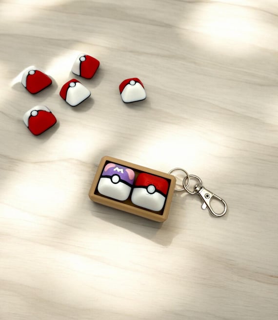 Pokeball Two Clicky Switch tactile mechanical keycap | Button Clicker keychain| sensory stress anxiety