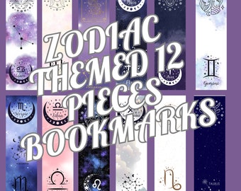 Zodiac Bliss: 12 Unique Zodiac Sign Bookmarks, Printable bookmark Bundle, Bookmark  SVG, Bookmark designes PNG, bookmark ideas, Horoscope