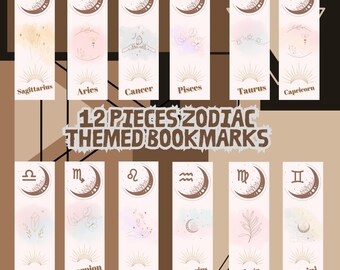 Zodiac Sign Bookmarks Collection - Printable bookmark Bundle, Bookmark  SVG, Bookmark designes PNG, bookmark ideas, Horoscope, Astrological